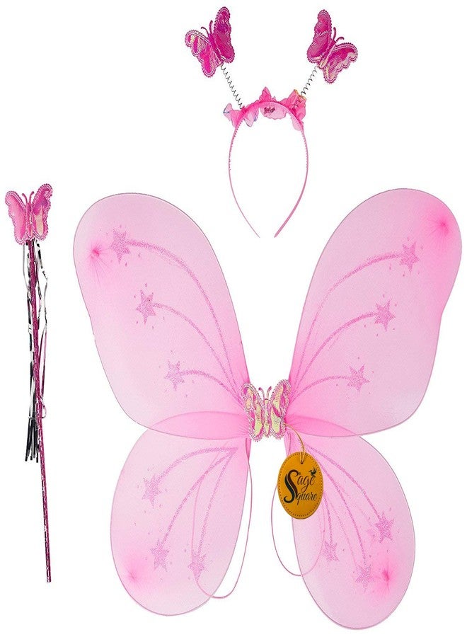 سايج سكوير زي أجنحة فراشة مربعة من سيج للأطفال الرضع، ملاك، هدية مثالية للحفلات (وردي) لوازم الحفلات/إكسسوارات الأميرات - Image 1